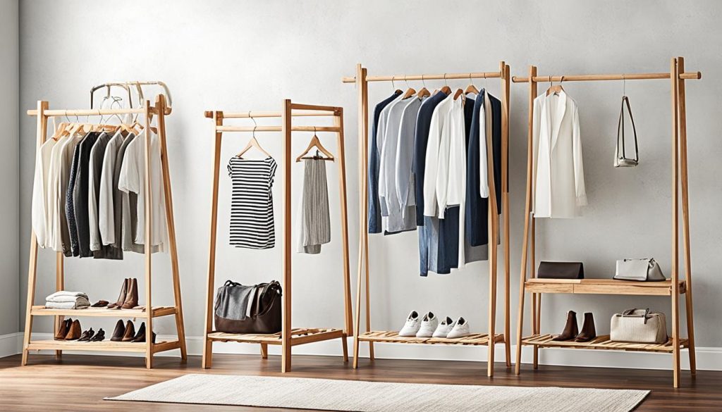 Minimalist open wood garment rack