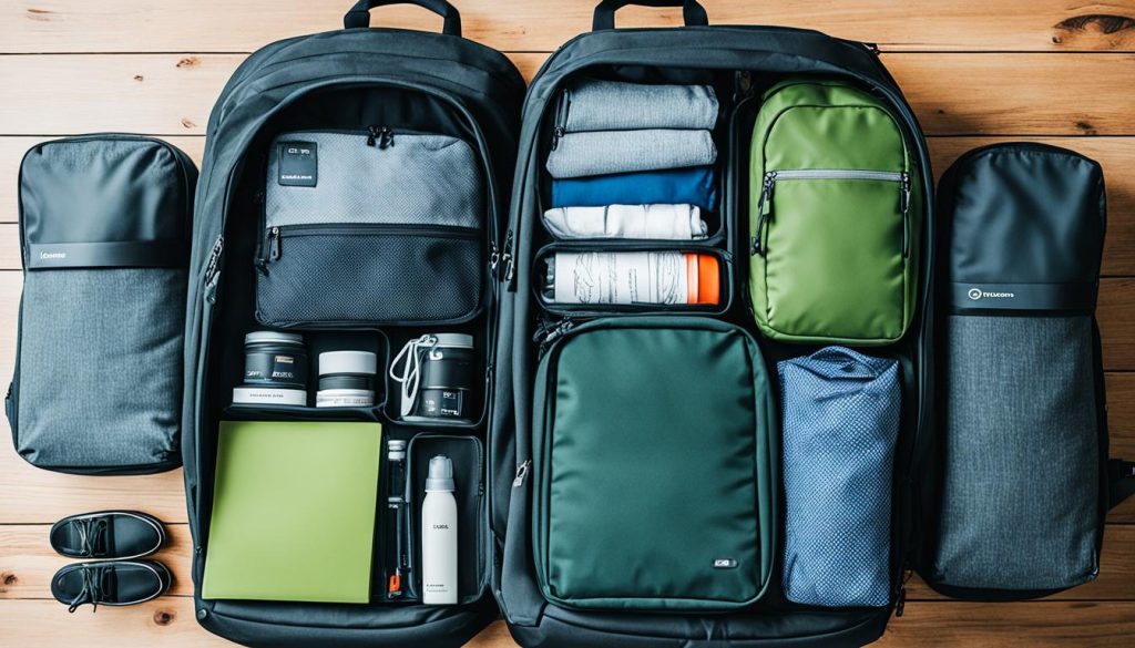 minimalist backpack compartment organization